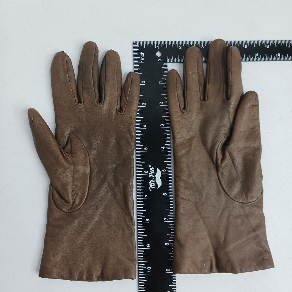 Gloves Womens Dress Cashmere Silk Size 7.5 Grandoe Brown Lined So Soft Old Money - Picture 3 of 4
